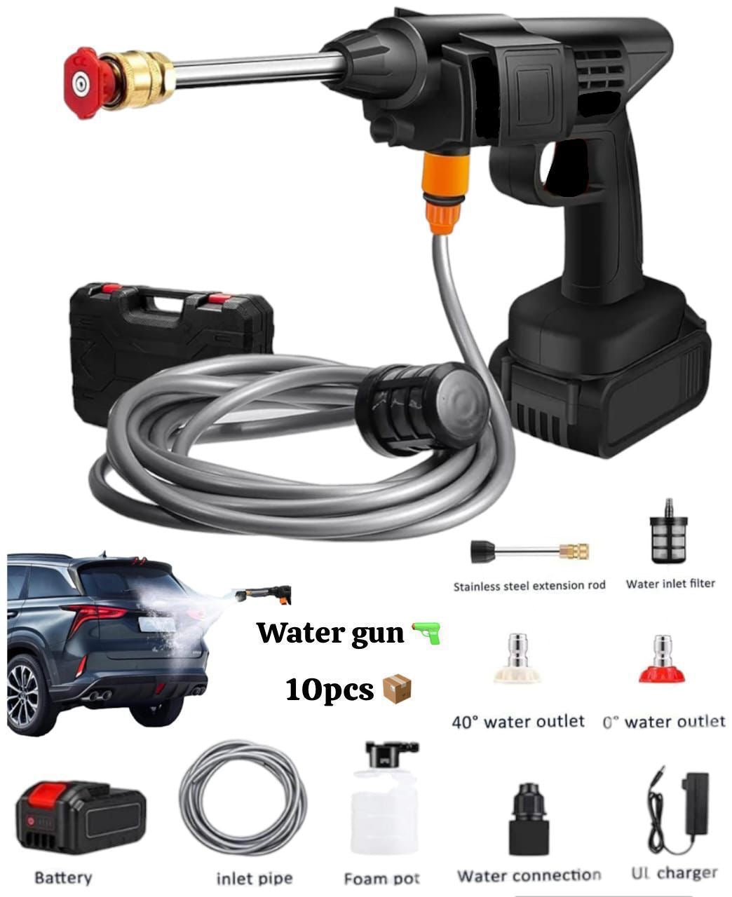 Portable Cordless Wash Water Gun 48V ( Dual battery )