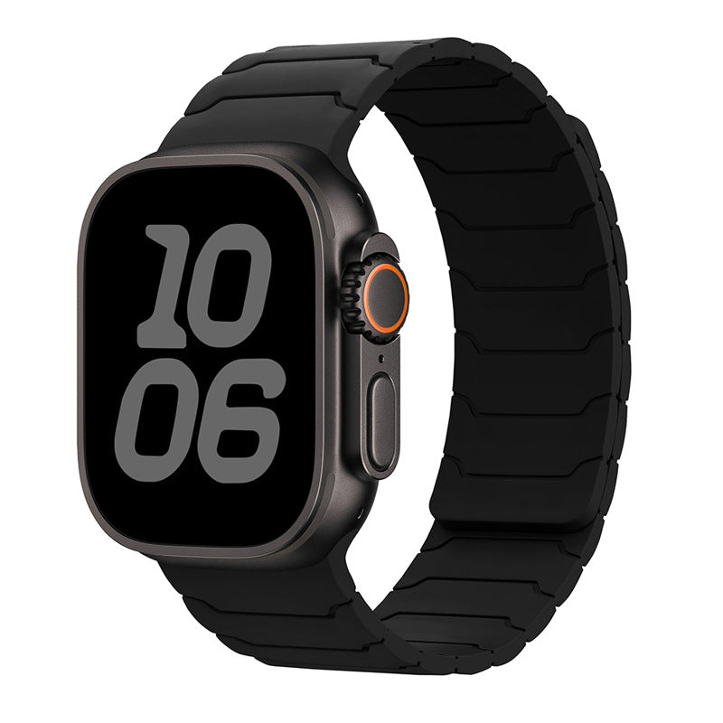 Segmented metal-look Apple Watch band with all-day comfort

