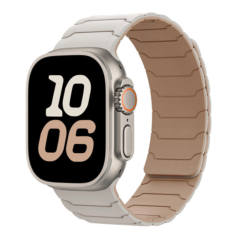 High-style Apple Watch band with no-buckle magnetic lock

