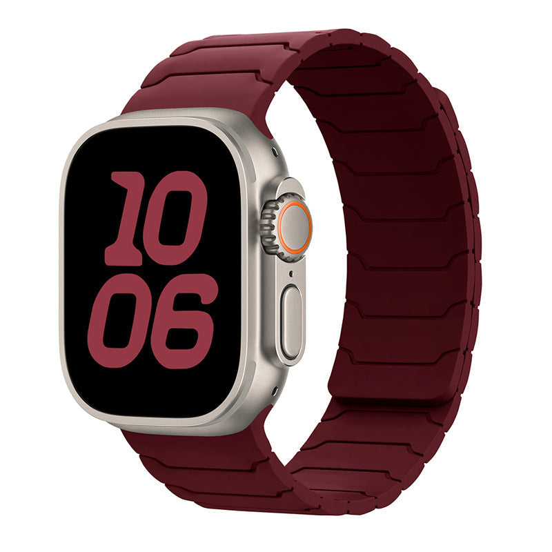 Snap-lock magnetic Apple Watch strap in a tech-inspired design

